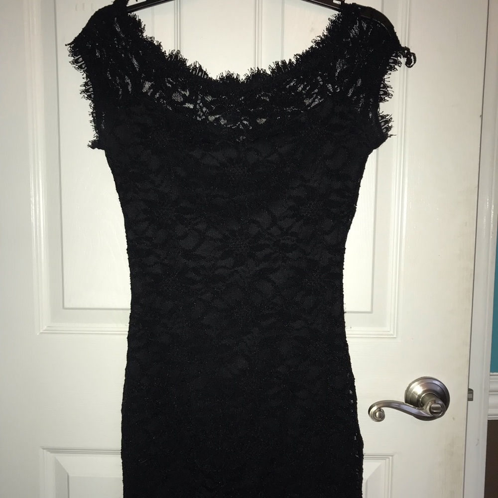 Off-the-Shoulder Black Lace Cocktail Dress